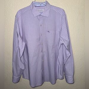 Tommy Bahama Newport Coast Stripe Shirt Men’s M Lavender White Button Up